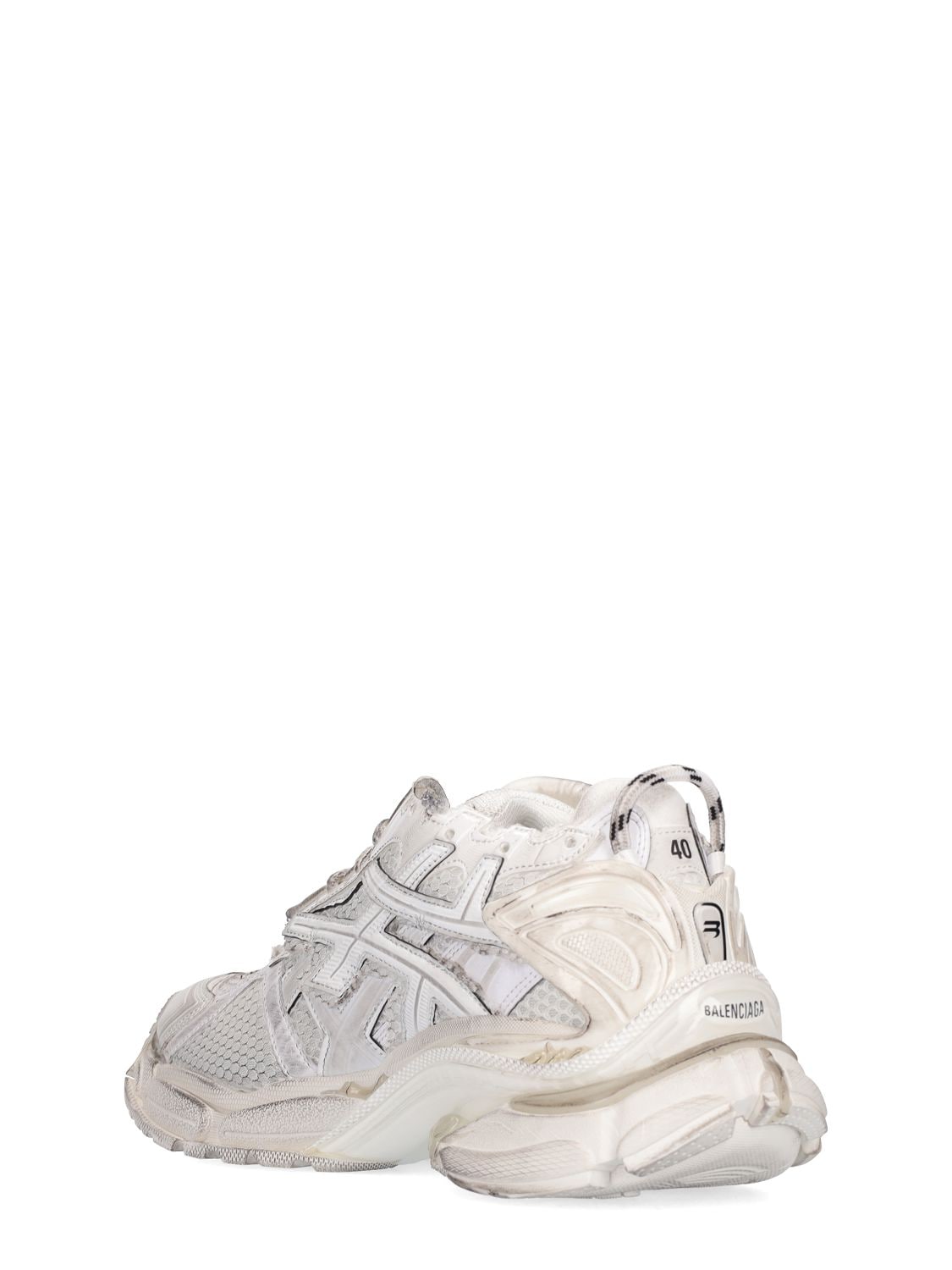 Shop Balenciaga 60mm Runner Faux Leather & Mesh Sneakers In White