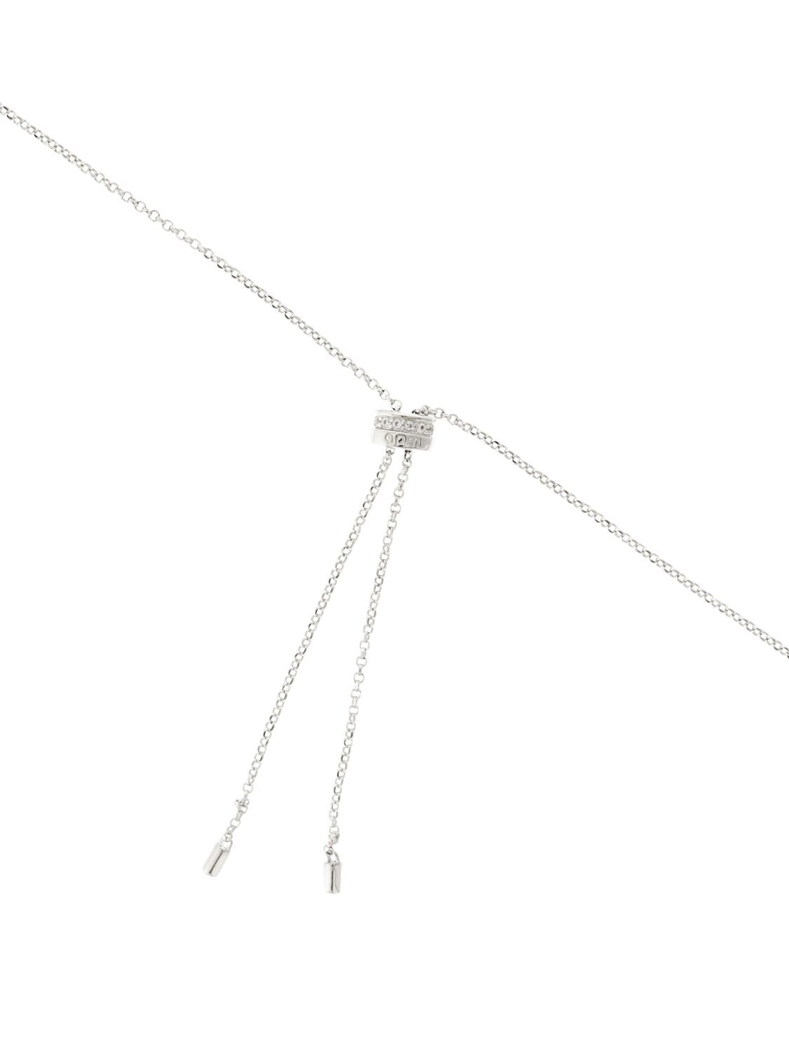 Shop Apm Monaco Croisette Necklace W/ Crystal Arch In Silver