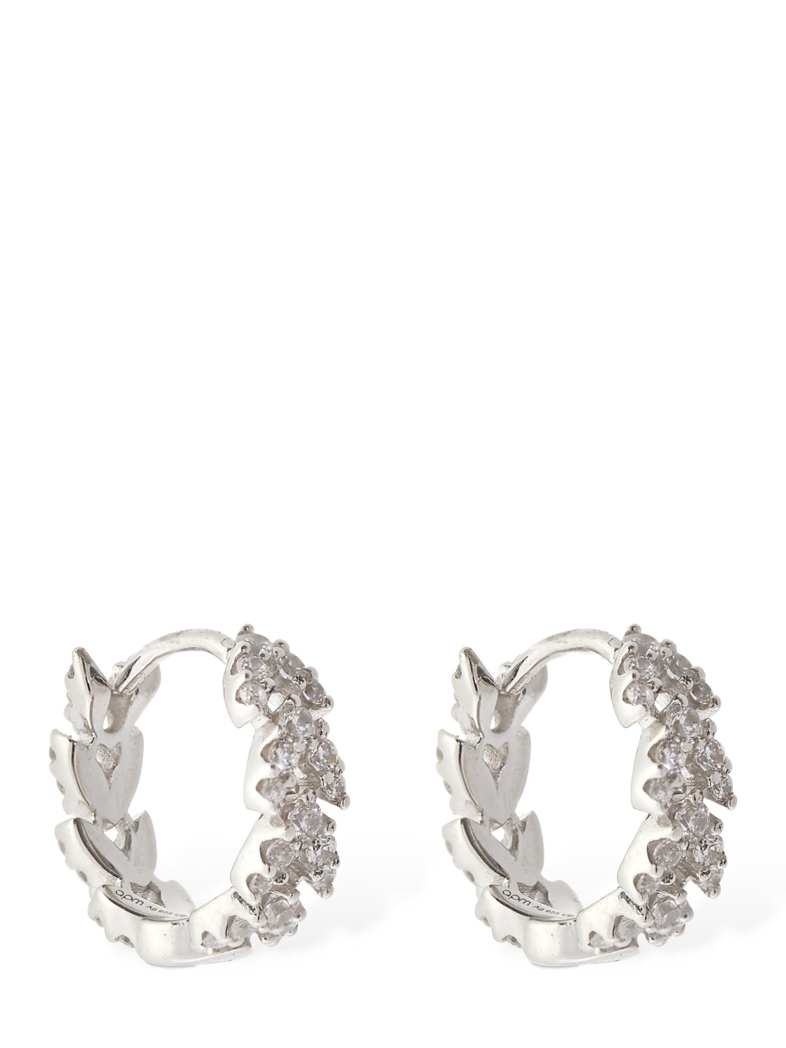 Apm Monaco Croisette Small Crystal Hoop Earrings In Silver