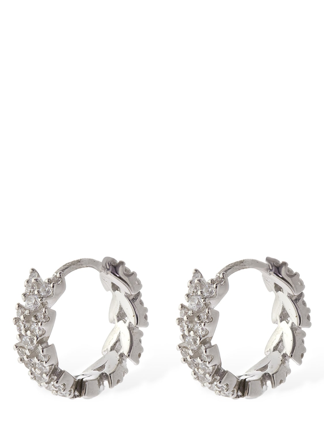 Shop Apm Monaco Festival Small Crystal Hoop Earrings In Silver