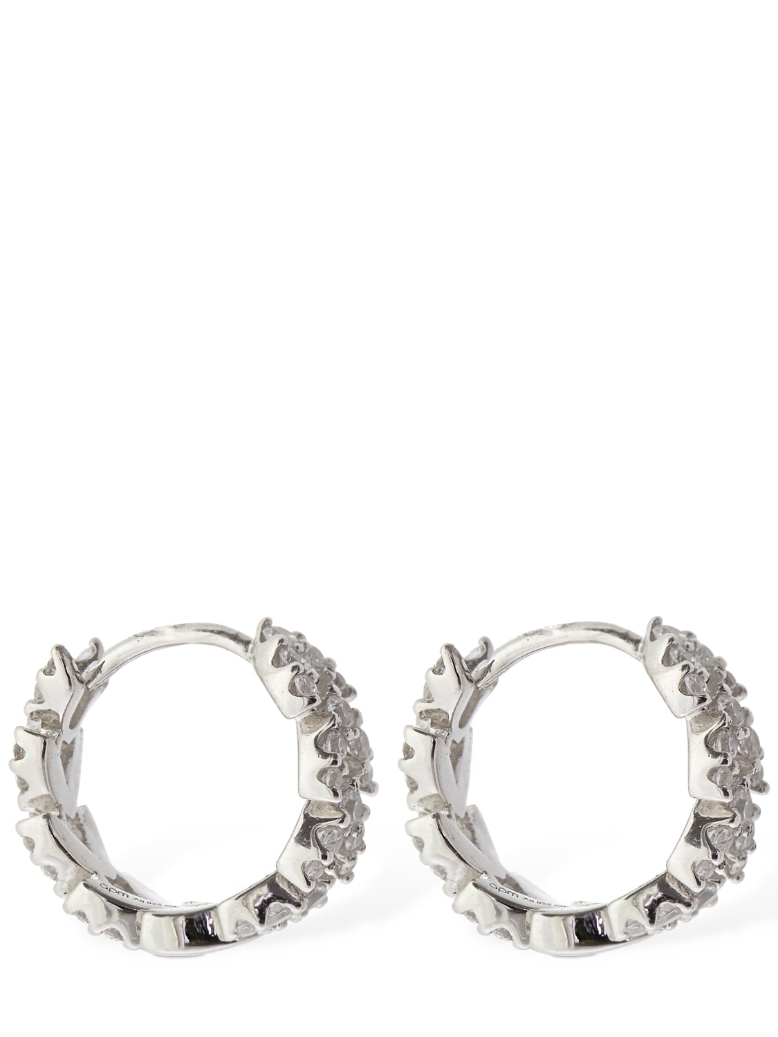 Shop Apm Monaco Festival Small Crystal Hoop Earrings In Silver