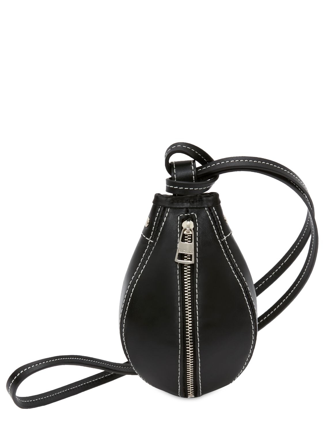 Jw Anderson Nano Punch Leather Crossbody Bag In Black