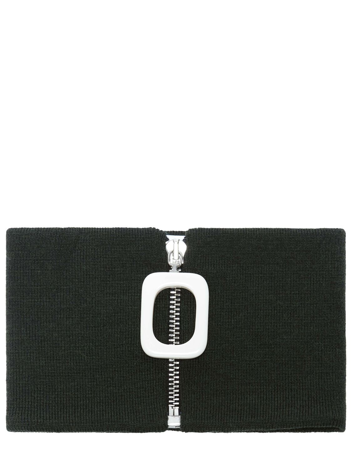 Jw Anderson Zip-up Wool Knit Neckband In Forest Green
