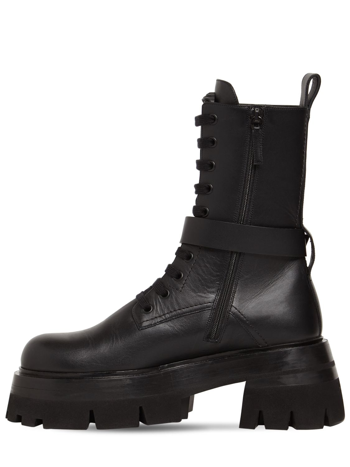 Versace 60mm Leather Combat Boots In Black | ModeSens