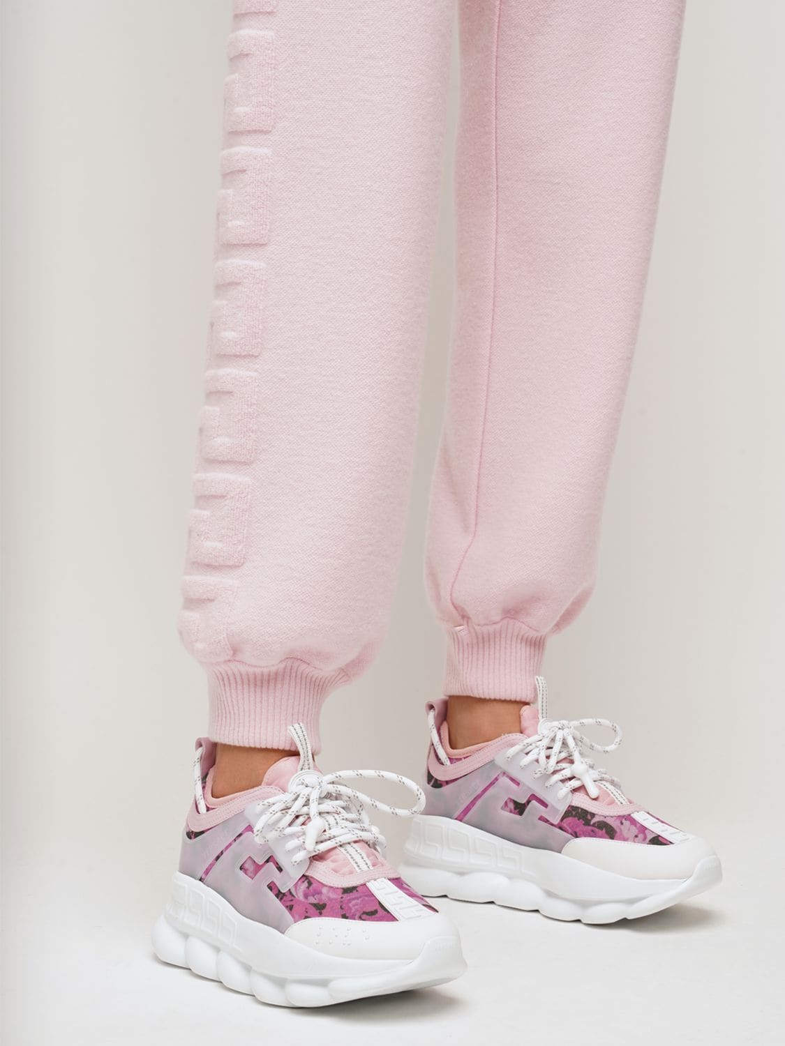 Versace Chain Reaction Chunky-sole Trainer Sneakers In Pink