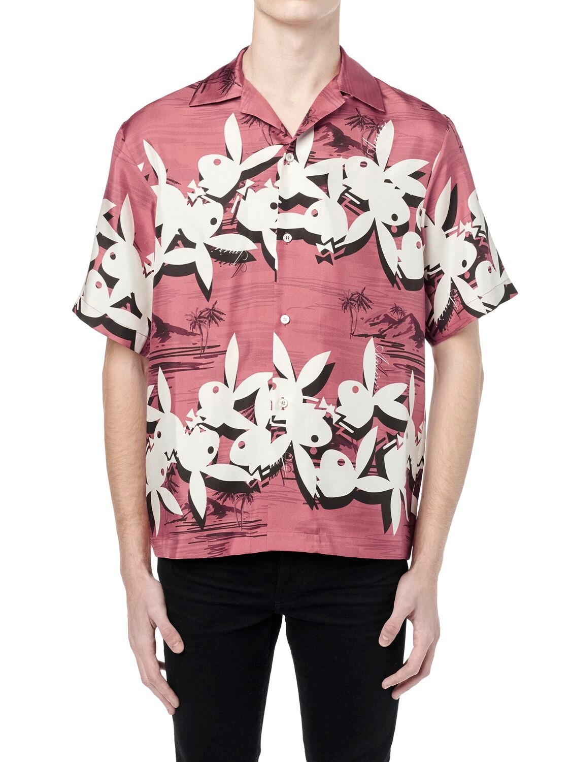 AMIRI PLAYBOY ALOHA PRINT SILK TWILL SHIRT,74IWUE006-NJEW0