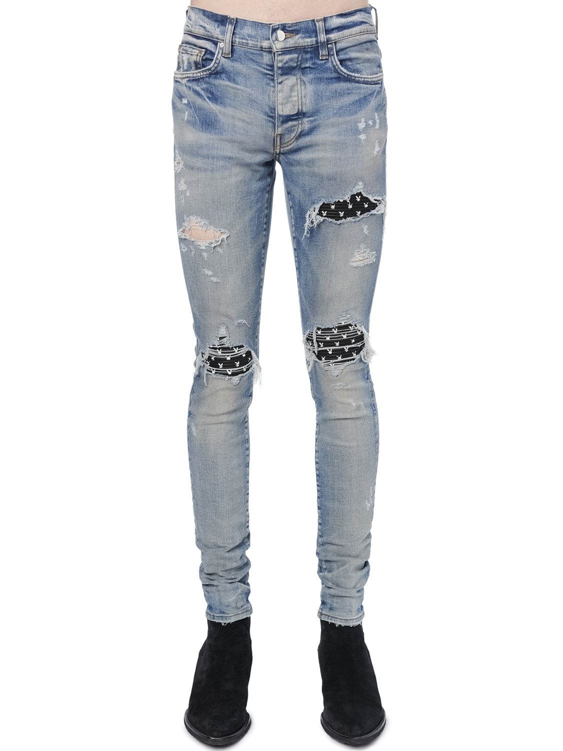 Amiri 15cm Mx1 Playboy Tapered Denim Jeans In Clay Indigo