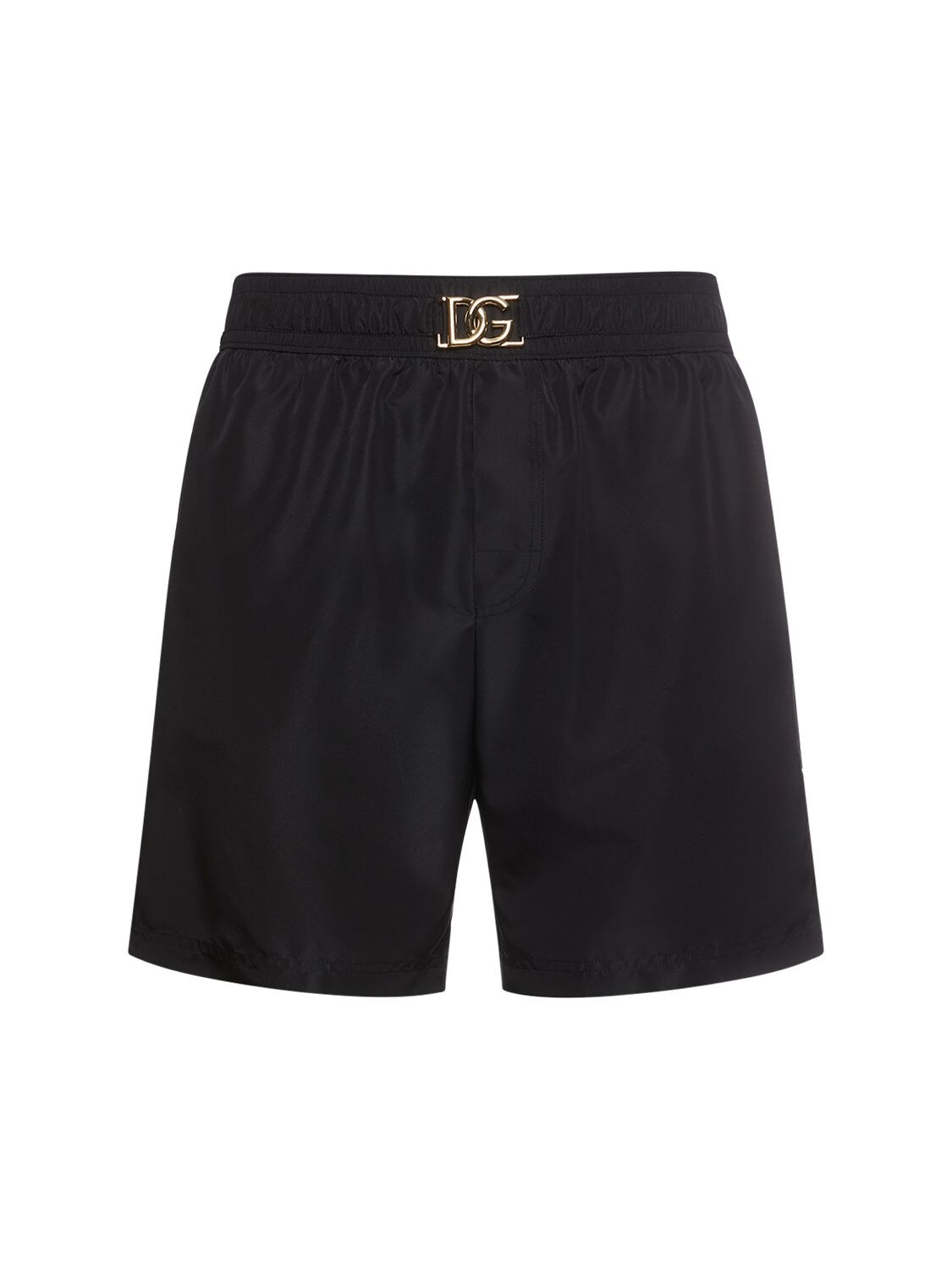 Dolce & Gabbana Dg Nylon Swim Shorts W/ Pocket Bag In Чёрный