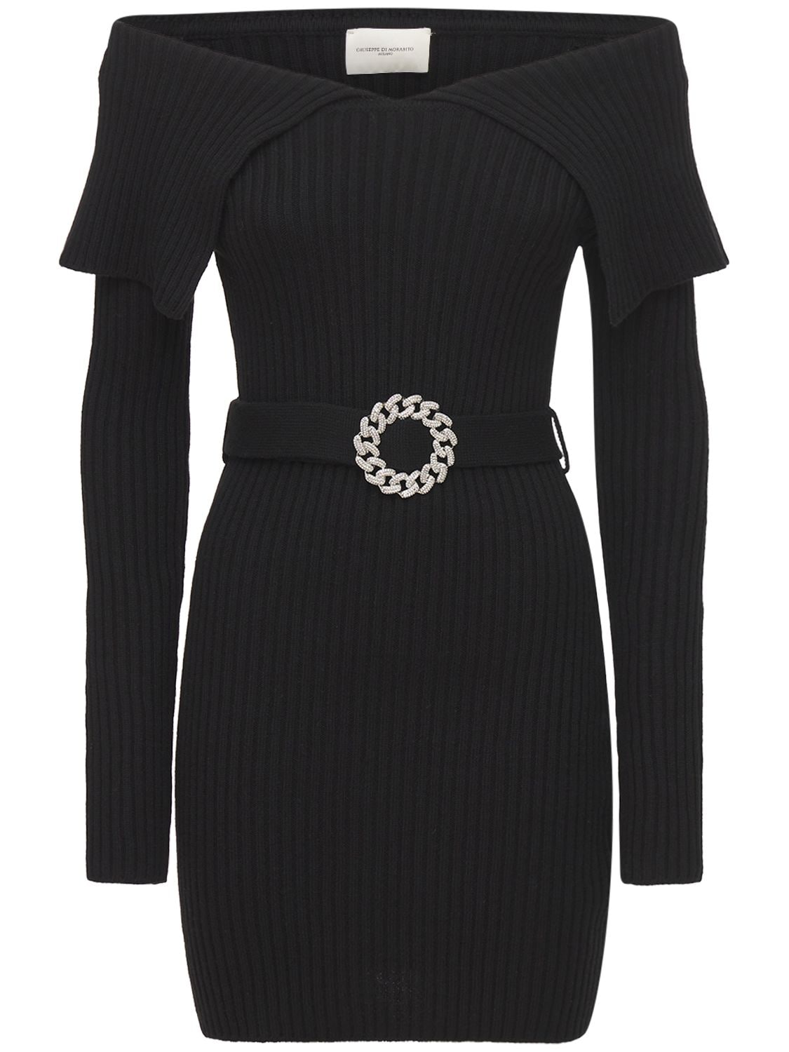 Giuseppe Di Morabito Wool Blend Belted Mini Dress In Black