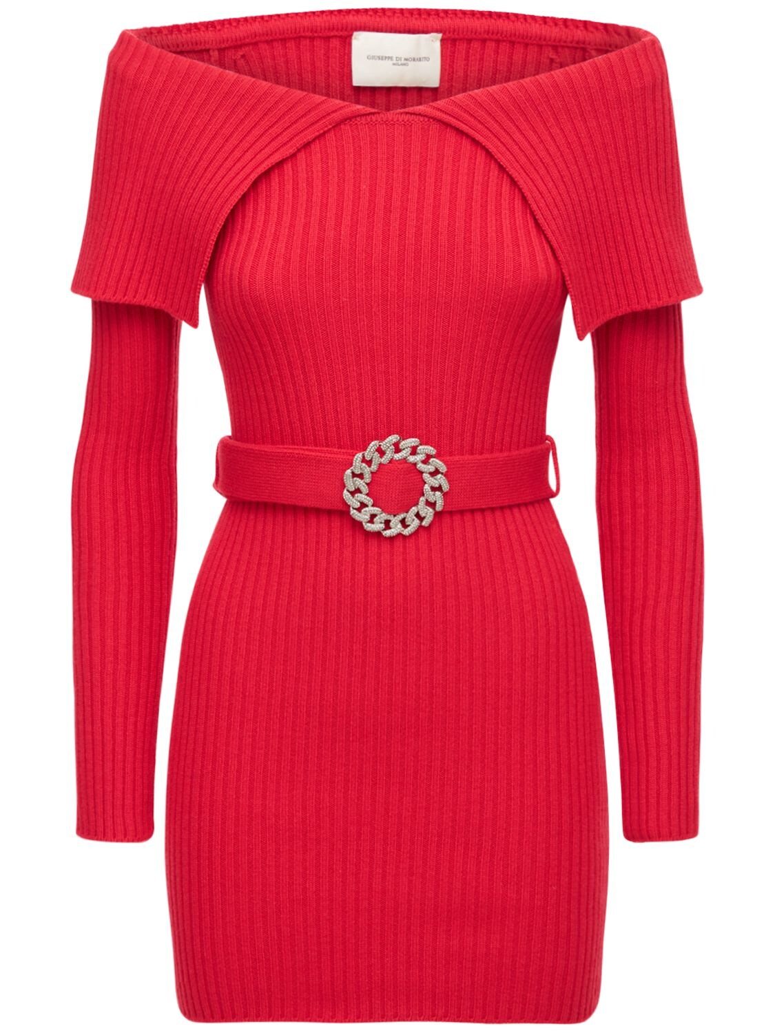 Giuseppe Di Morabito Wool Blend Belted Mini Dress In Red