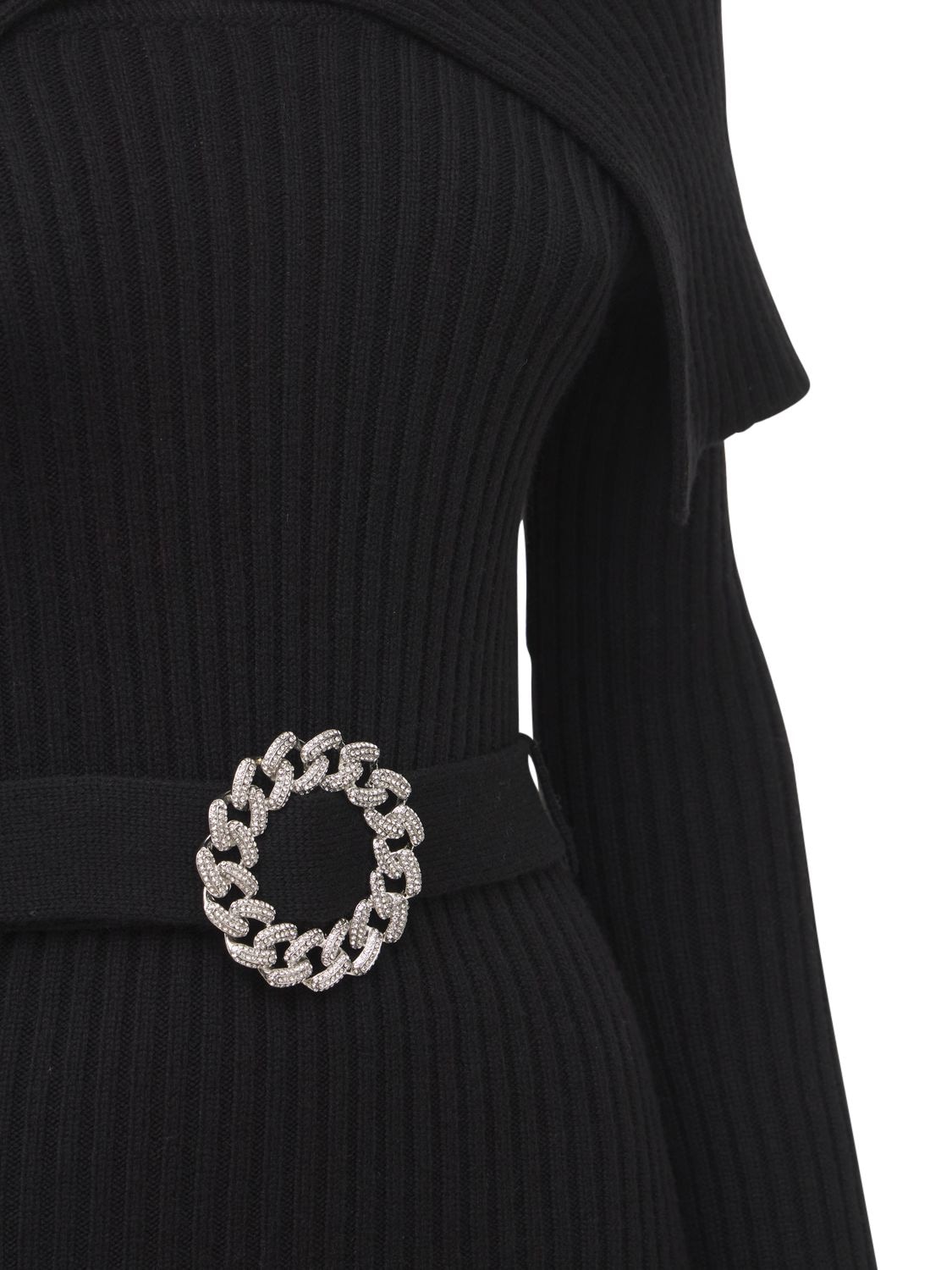 Giuseppe Di Morabito Wool Blend Belted Mini Dress In Black