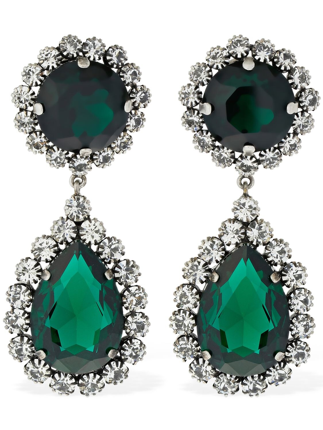 Jasmine Clip Earrings with Detachable Green Amethyst Drops