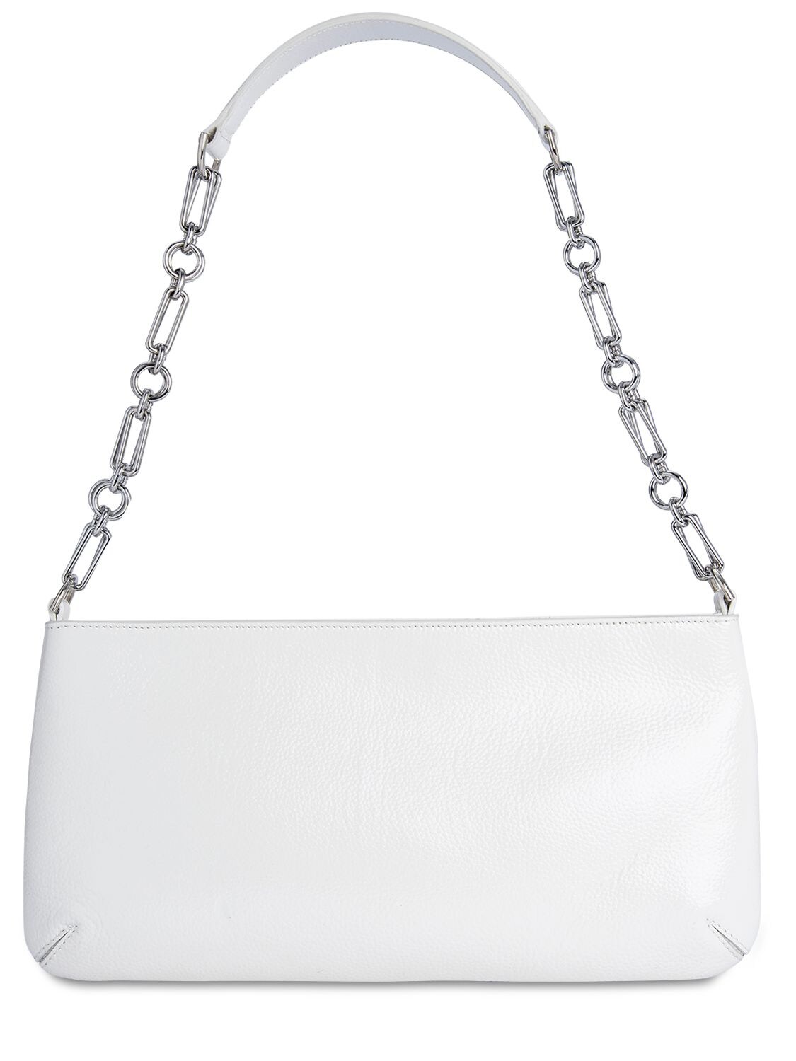 By Far Holly Gloss Grained Leather Shoulder Bag In White | ModeSens