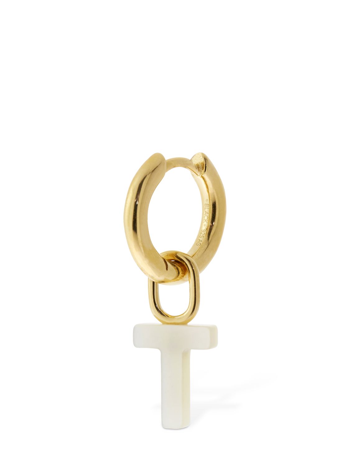 MARIA BLACK LUCID LETTER "T" MONO HUGGIE EARRING