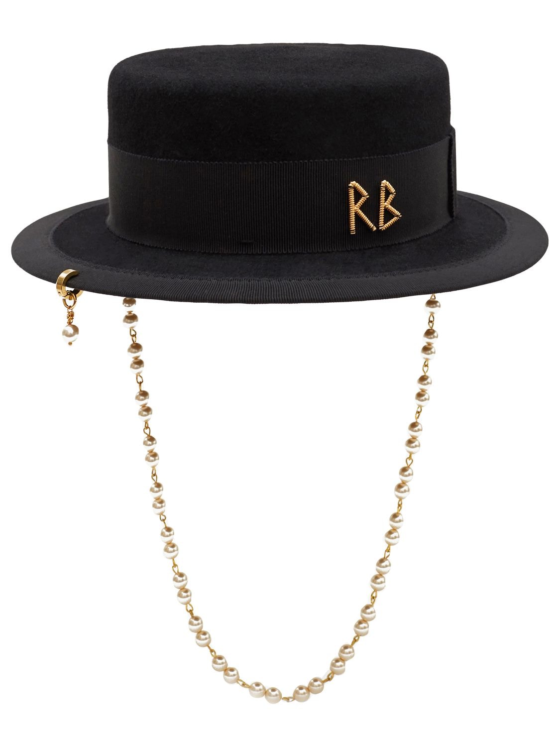 RUSLAN BAGINSKIY 珍珠装饰毛毡帽,74IX4N008-QKXBQ0S1