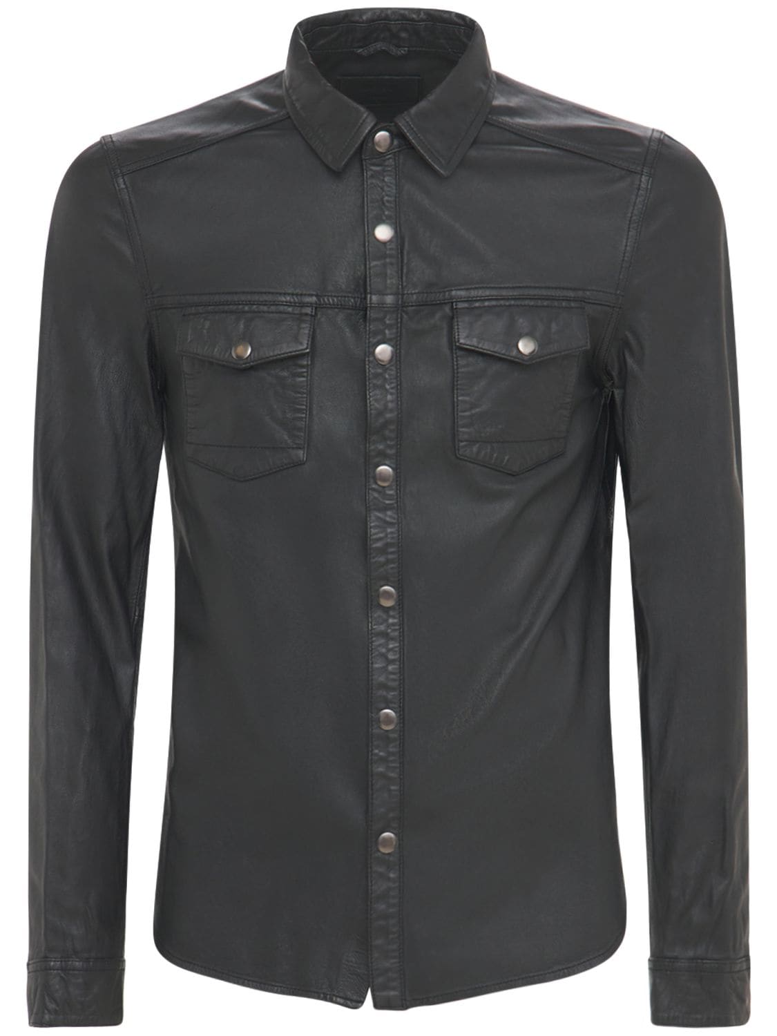 Other Leather Shirt W/ Front Pockets In Black