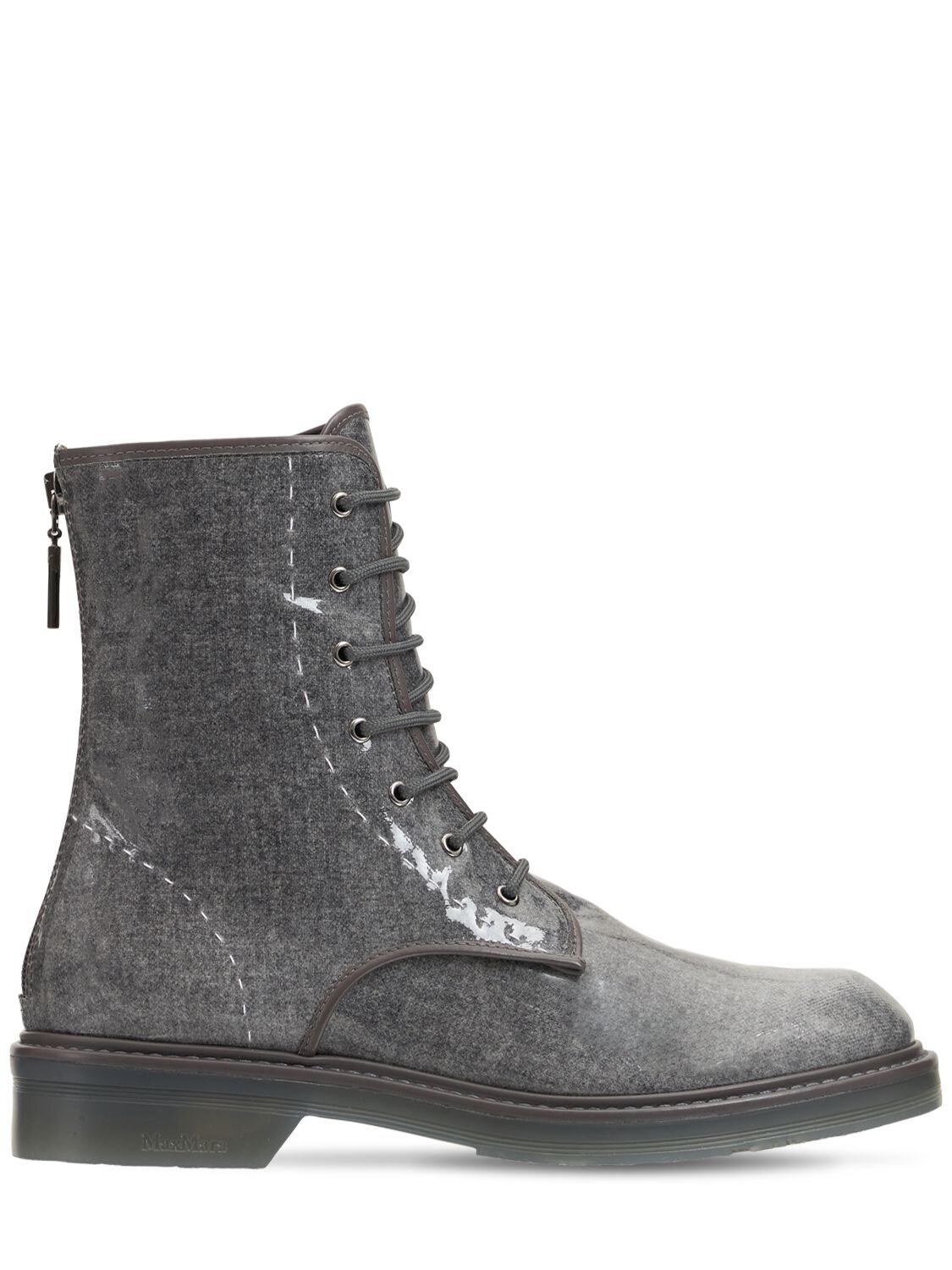 MAX MARA 30mm Beth Waxed Wool Blend Ankle Boots