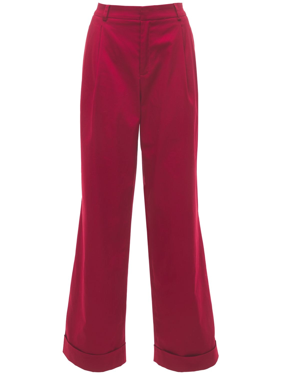Acheval Pampa Gardel High Waist Cotton Satin Trousers In Red