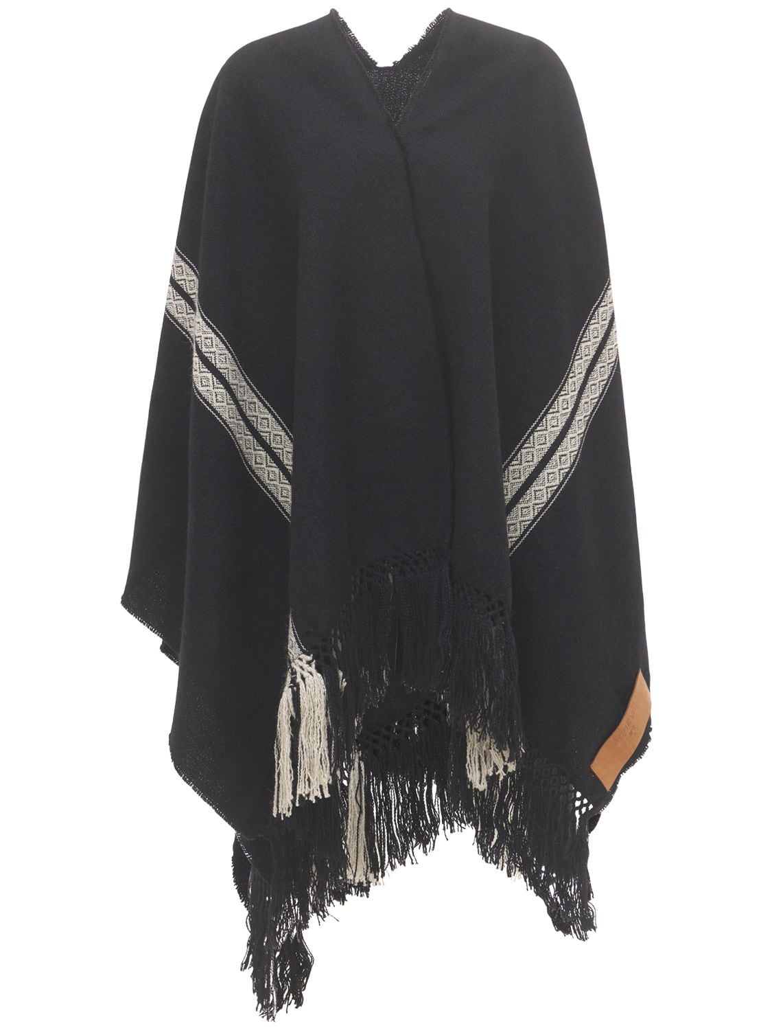 Acheval Pampa Ruana Lama & Wool Knit Poncho In Black