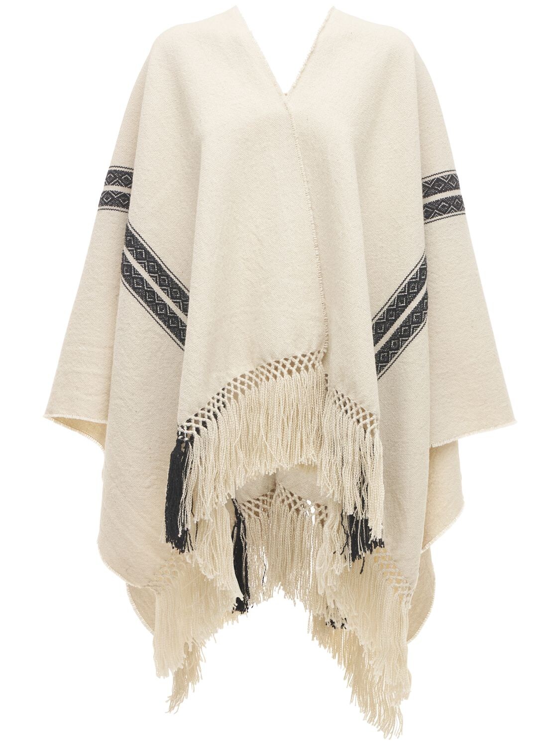 Acheval Pampa Ruana Lama & Wool Knit Poncho In White