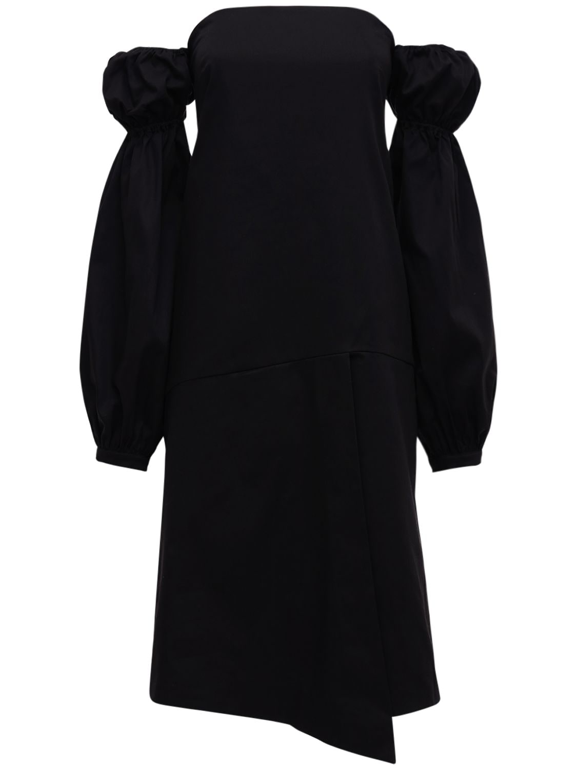 Acheval Pampa Nube Cotton Satin Midi Dress In Black