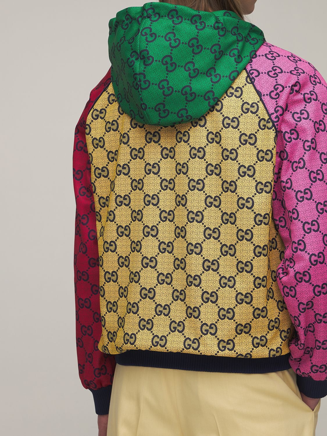 Gucci Colour-block Logo-print Tech-jersey Half-zip Hoodie for Men