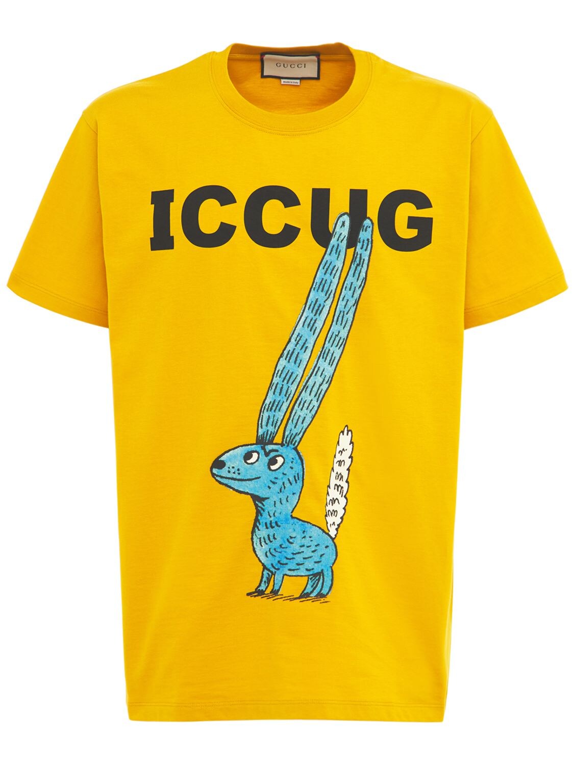 Gucci Iccug Animal Print Cotton T-shirt In Zest