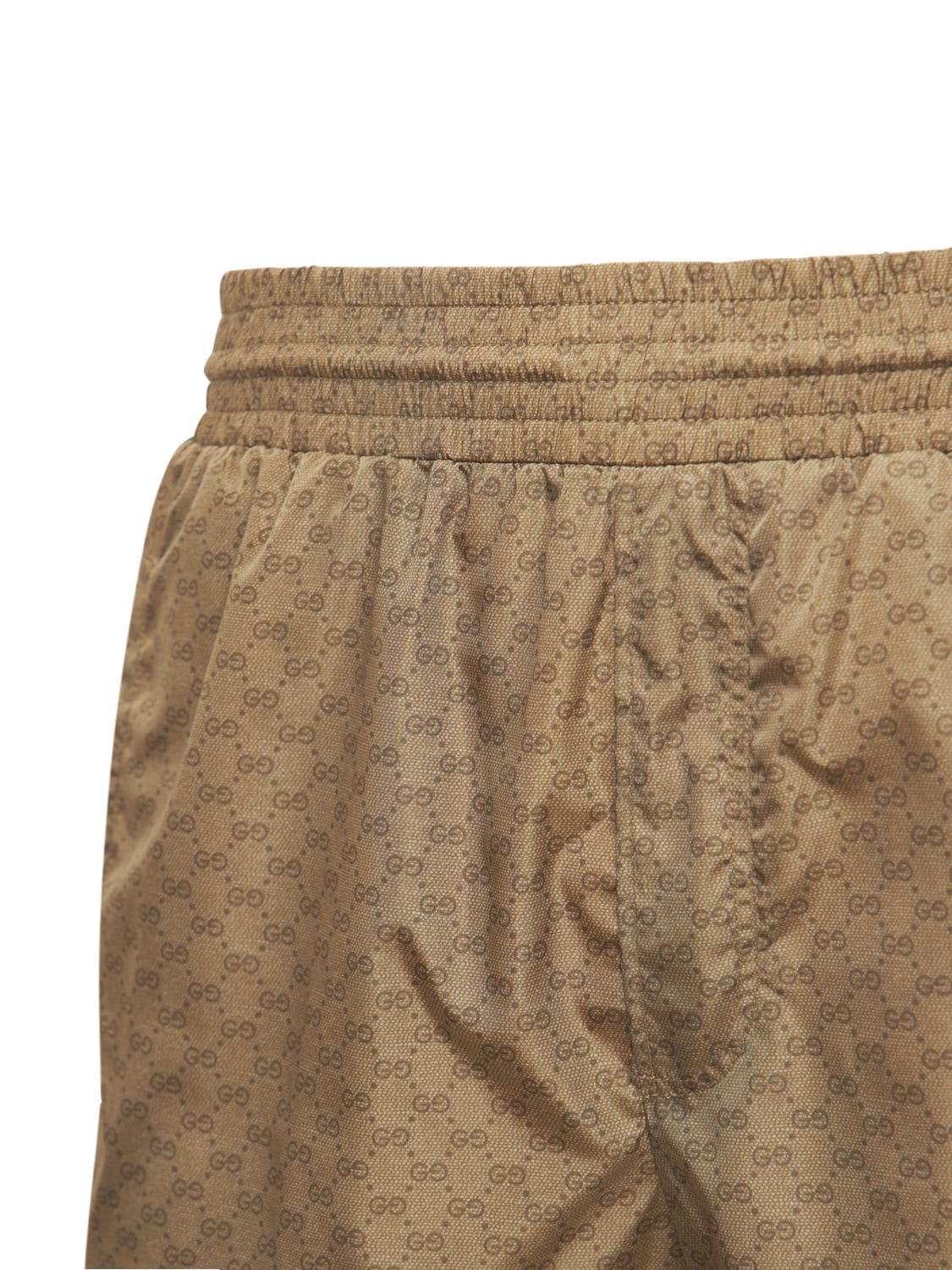 Shop Gucci Gg Nylon Swim Shorts In Camel