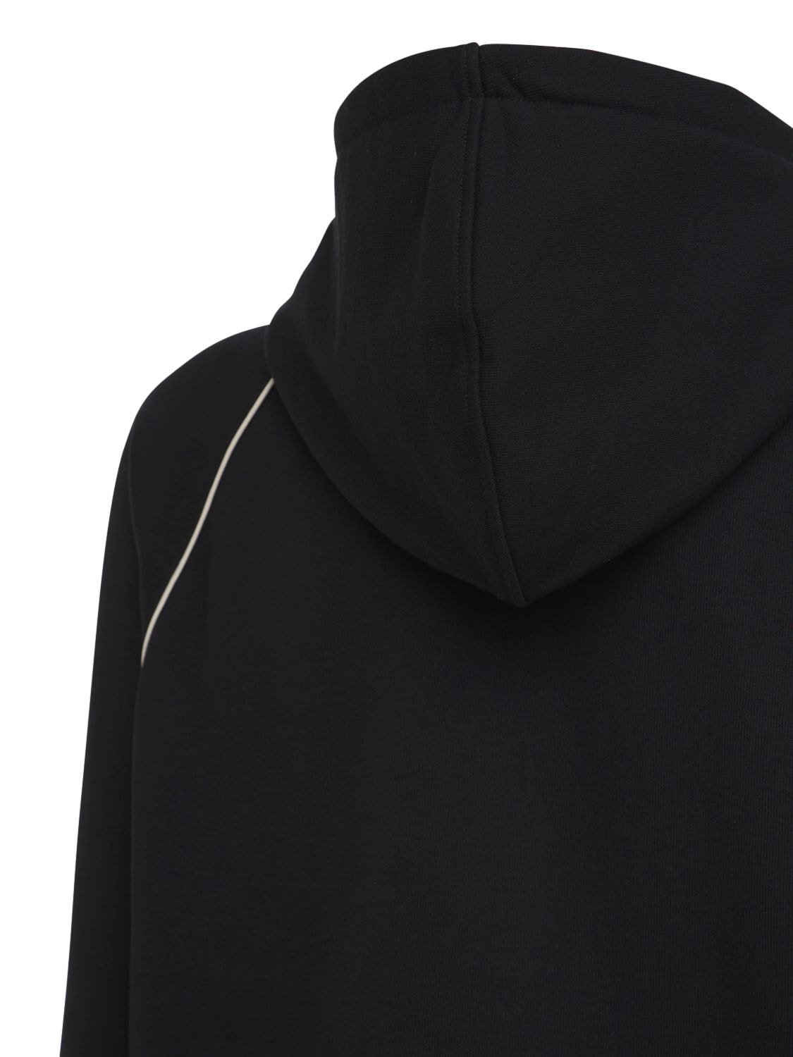 Shop Gucci Logo Web Half-zip Cotton Jersey Hoodie In Black