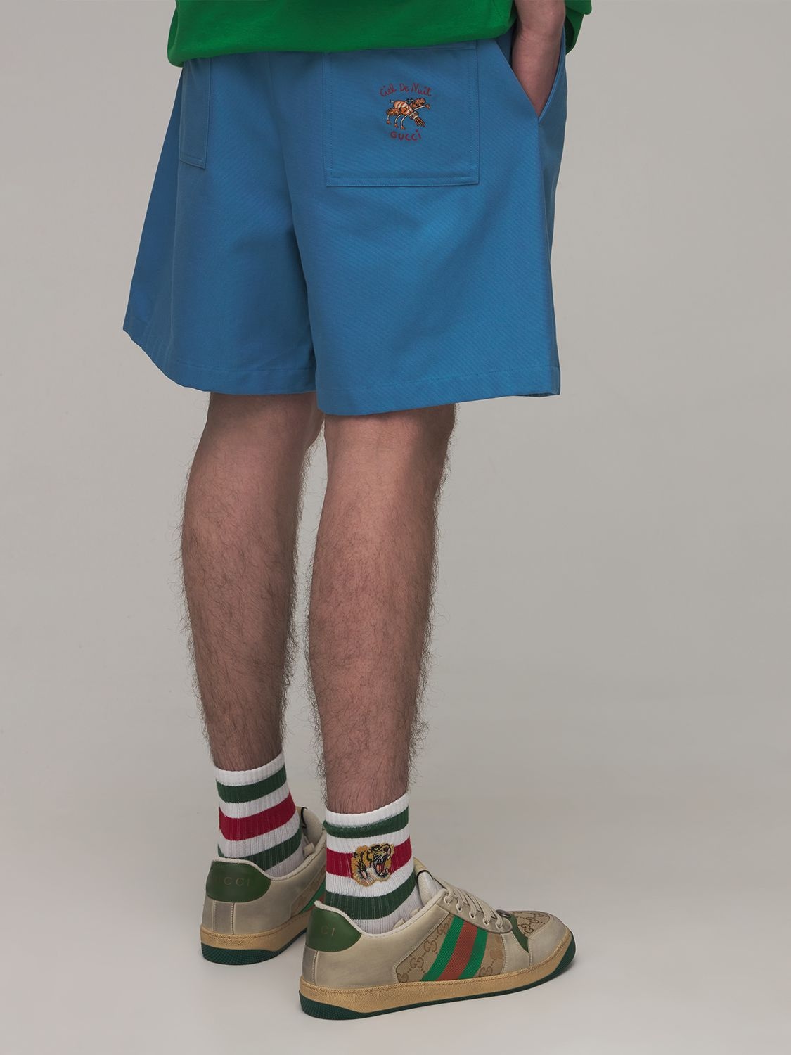Gucci Freya Hartas Animal Embroidery Shorts In Turquoise