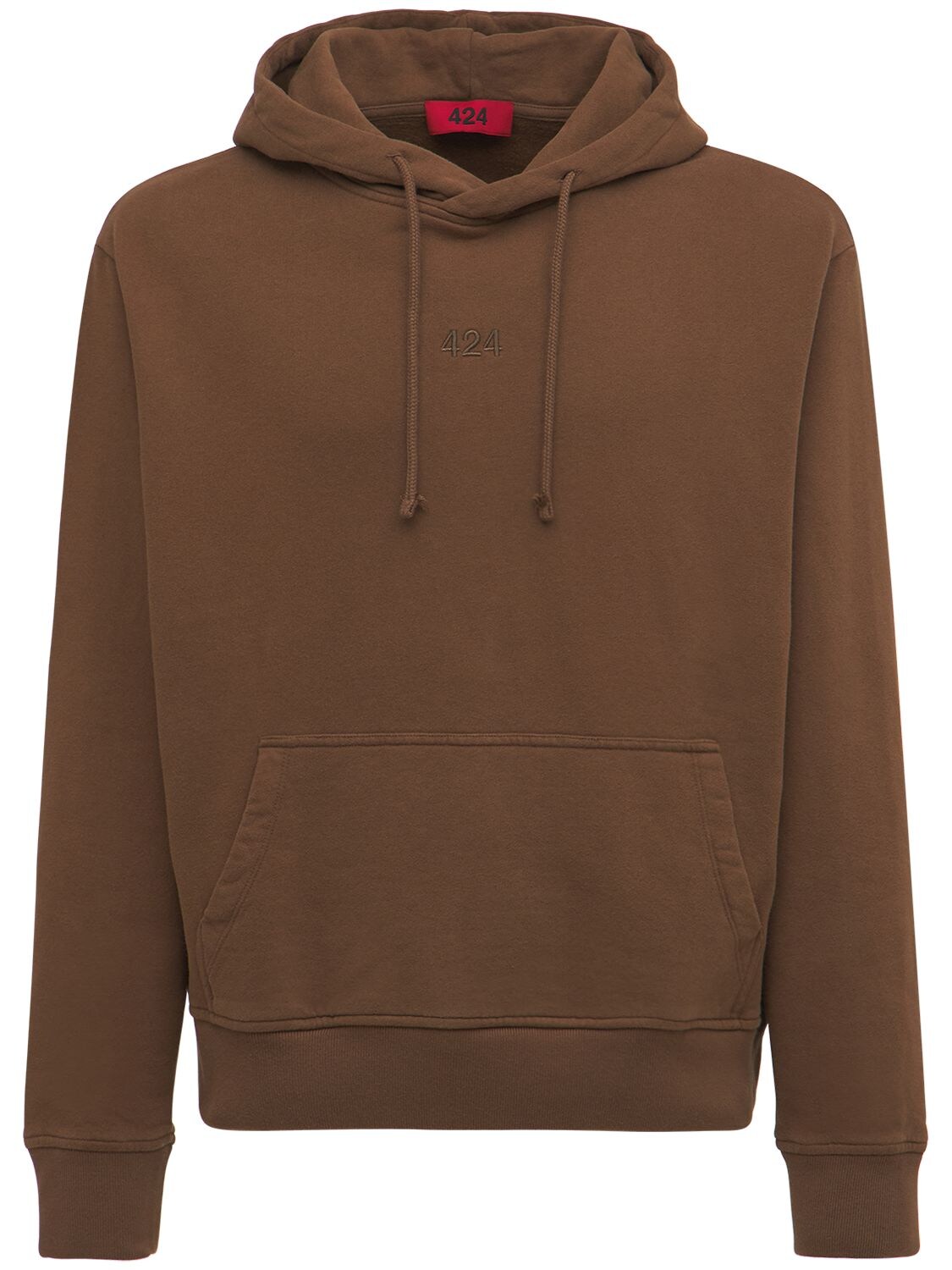 424 Embroidered Logo Cotton Hoodie In Brown