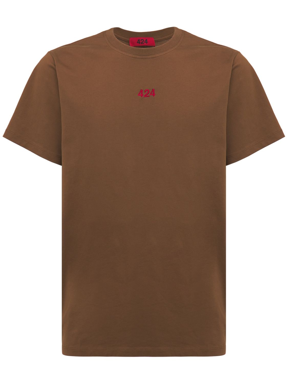 424 Logo Embroidery Cotton T-shirt In Brown
