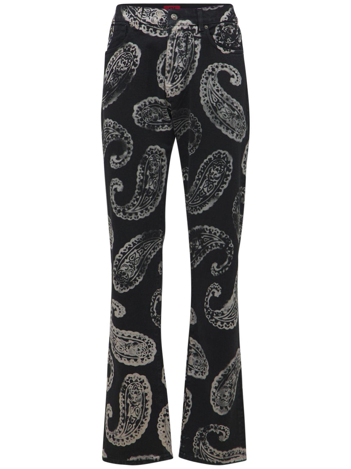 424 Paisley printed cotton denim jeans Black Luisaviaroma