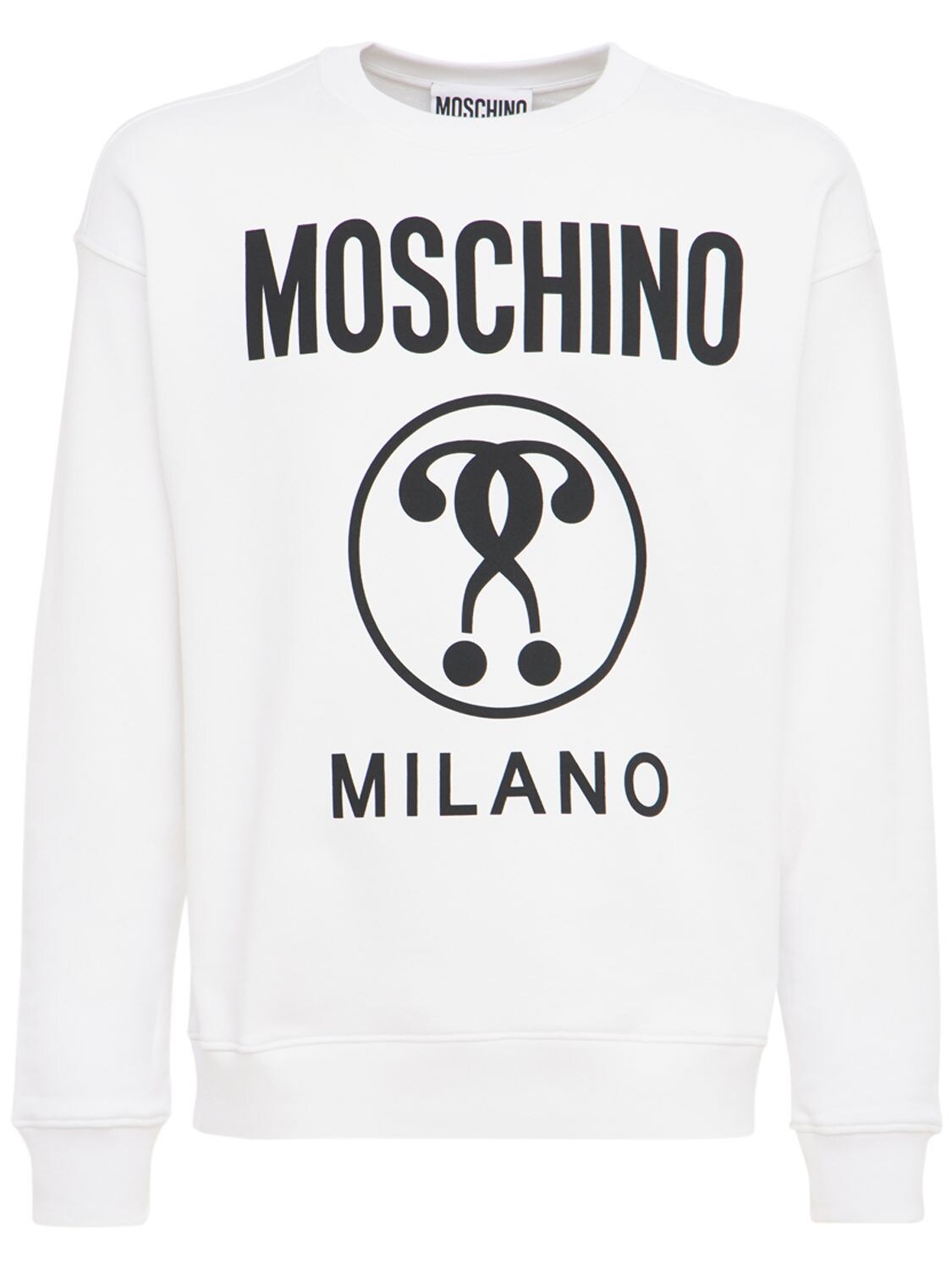 MOSCHINO LOGO PRINT COTTON CREWNECK SWEATSHIRT,74IXH4003-MTAWMQ2