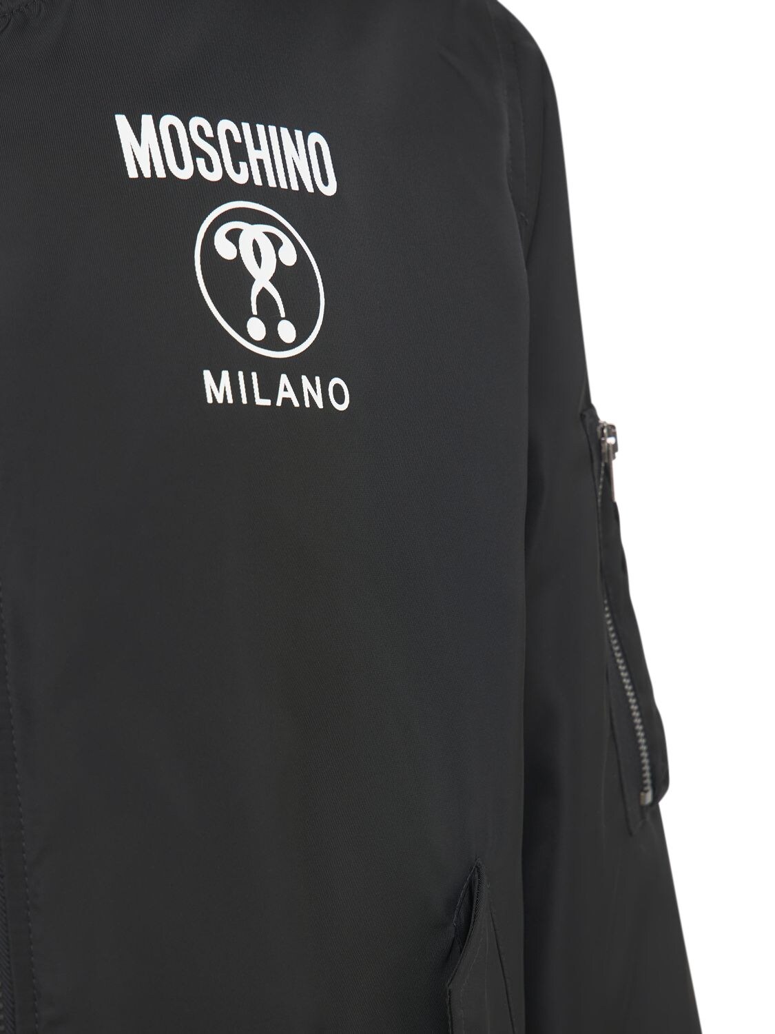Moschino Double Question Mark Bomber Jacket In Black | ModeSens