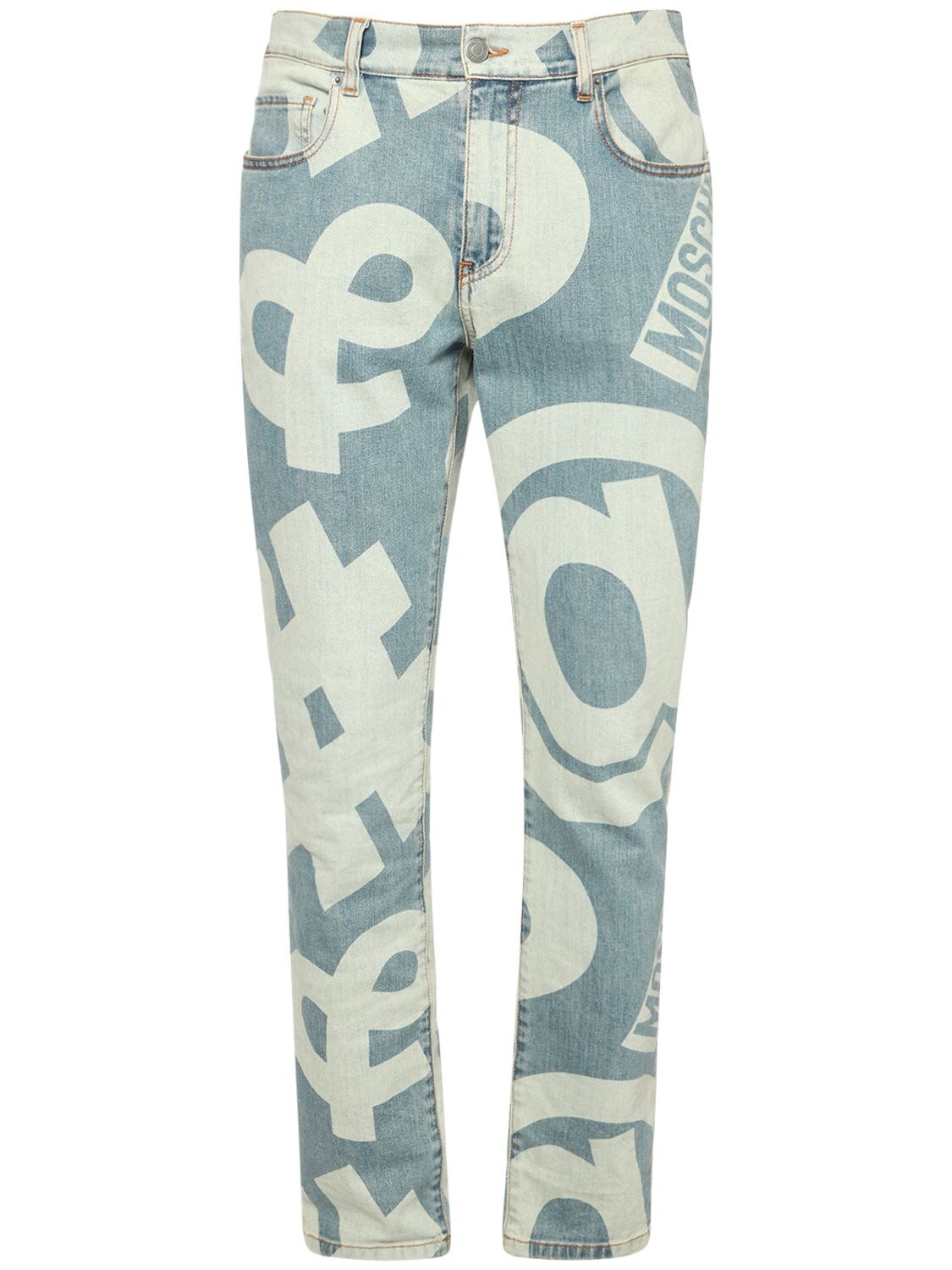 MOSCHINO SYMBOLS PRINT STRETCH JEANS,74IXH4022-MJI5NQ2