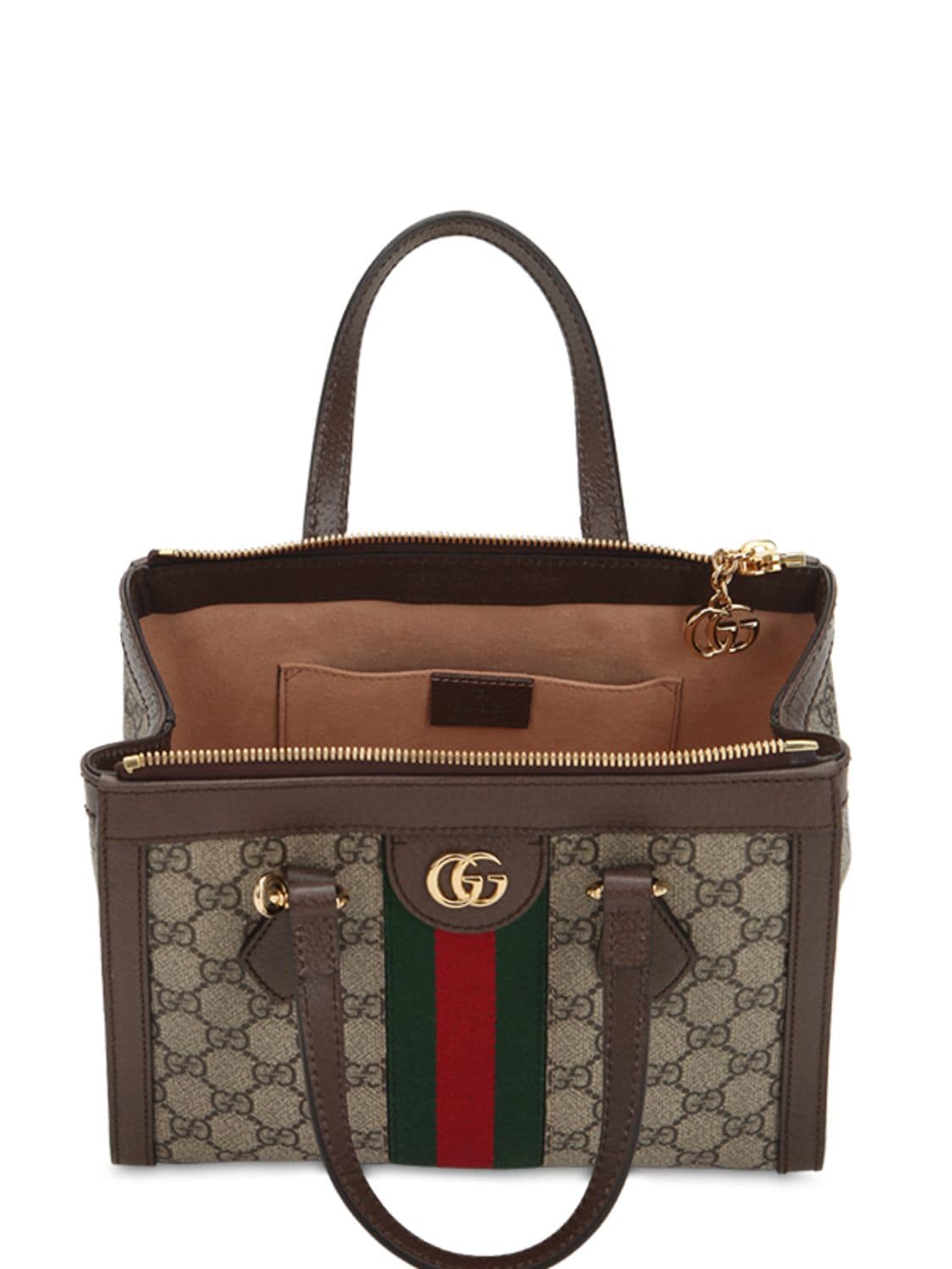 Shop Gucci Small Ophidia Gg Supreme Top Handle Bag In Ebony,brown