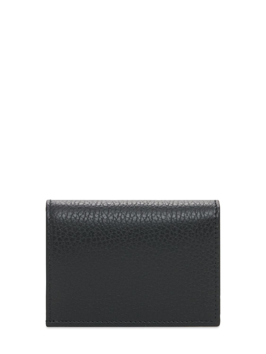 Shop Gucci Leather Card Case Wallet In Black