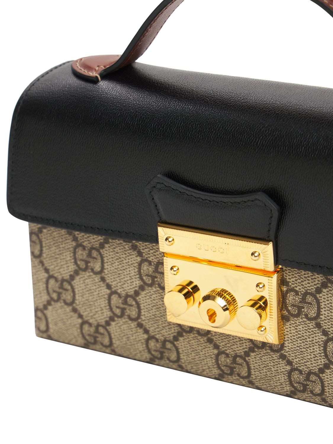 Shop Gucci Mini Padlock Gg Supreme Canvas Bag In Ebony,nero