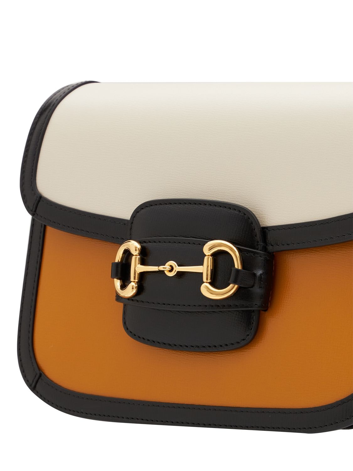 GUCCI 1955 Horsebit Shoulder Bag in Orange & White [ReSale]