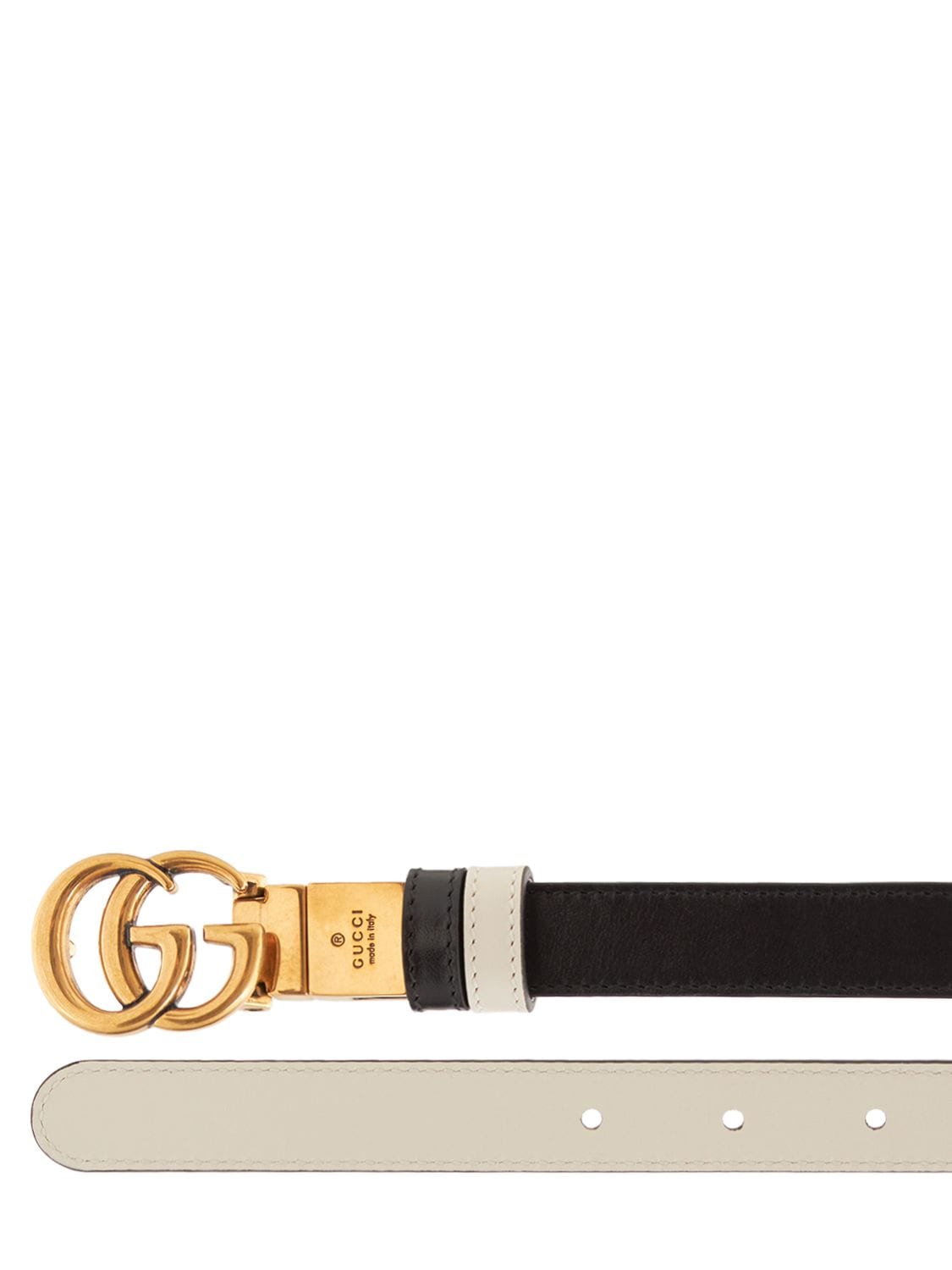 Shop Gucci Gg Marmont Reversible Thin Leather Belt In Nero,white
