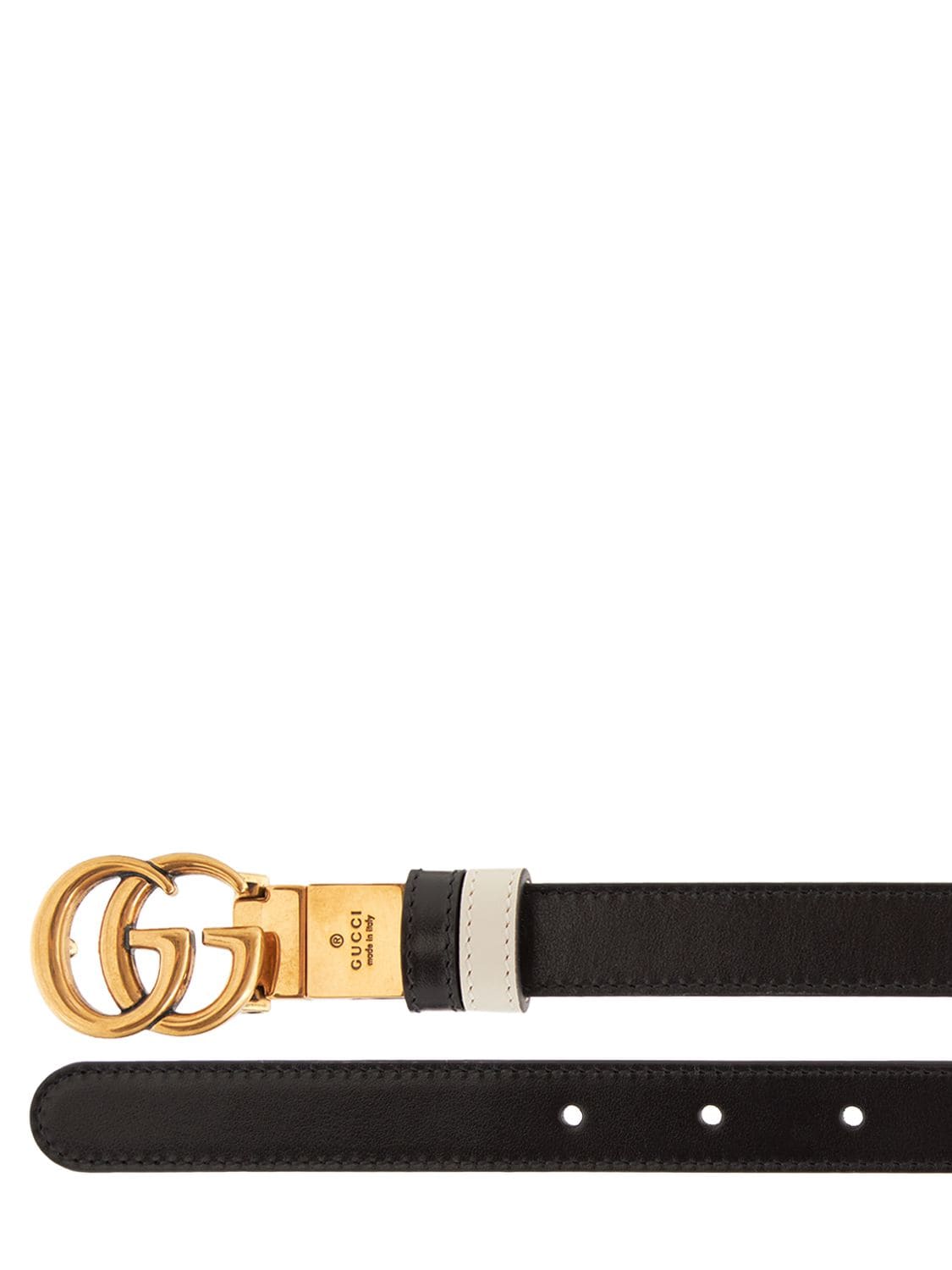 Shop Gucci Gg Marmont Reversible Thin Leather Belt In Nero,white