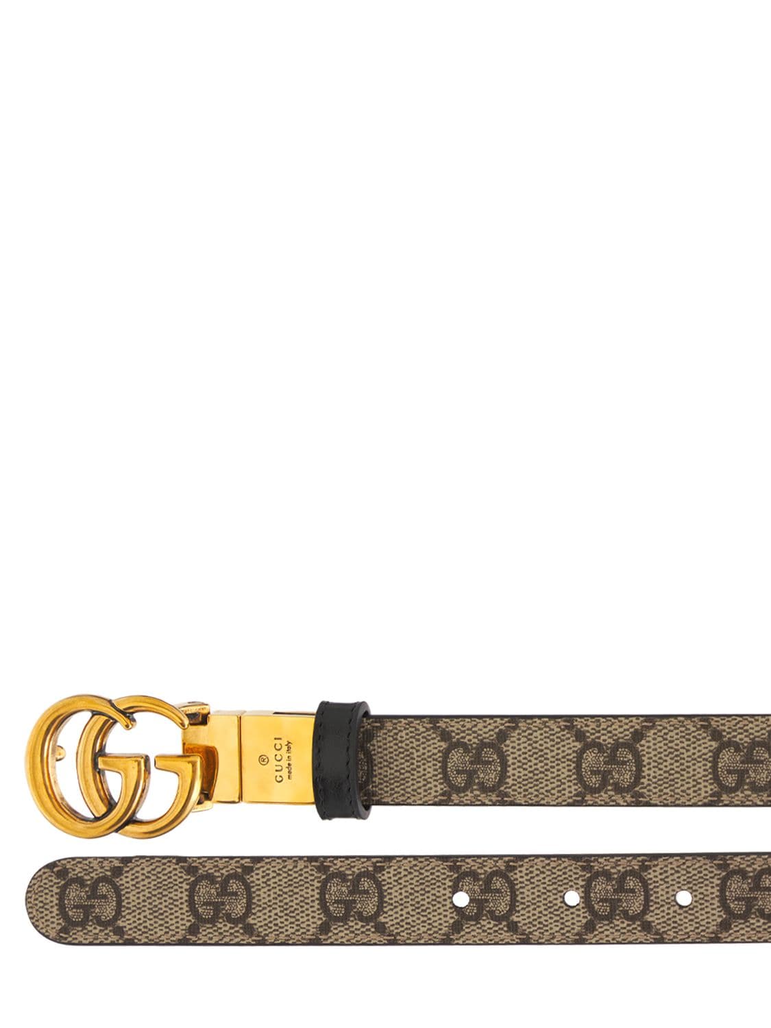 Shop Gucci Gg Marmont Reversible Thin Leather Belt In Ebony,black