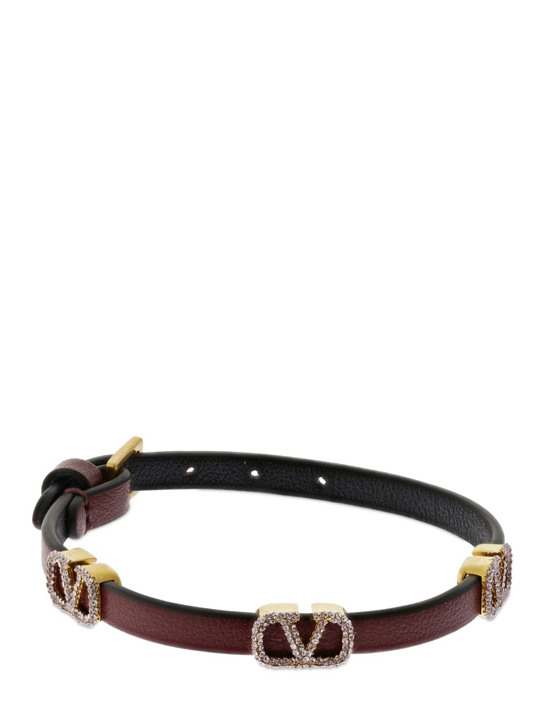 Valentino Garavani - Multi v logo leather belt bracelet - Cherise