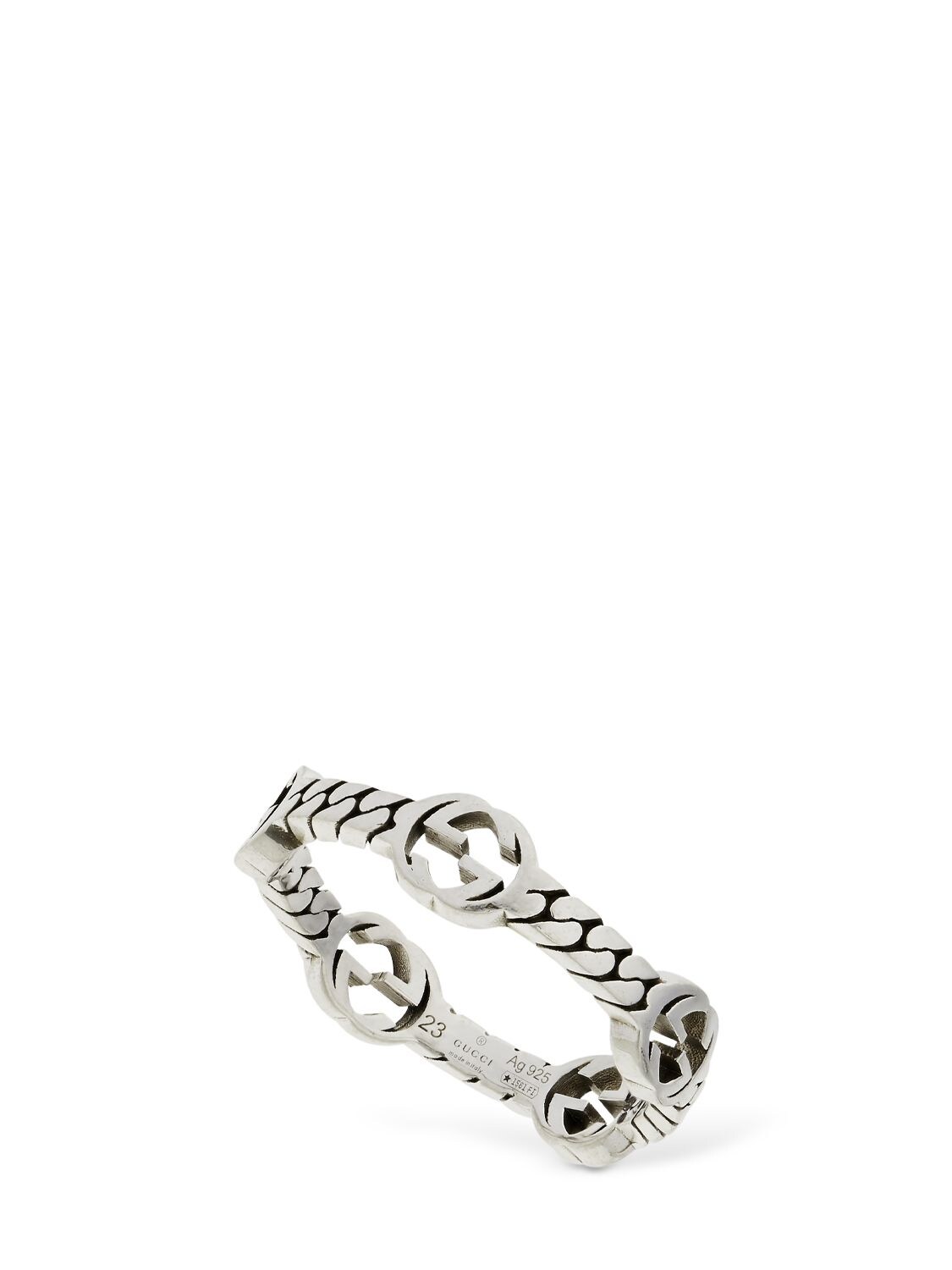 Gucci Interlocking G Chain-effect Ring In Silver