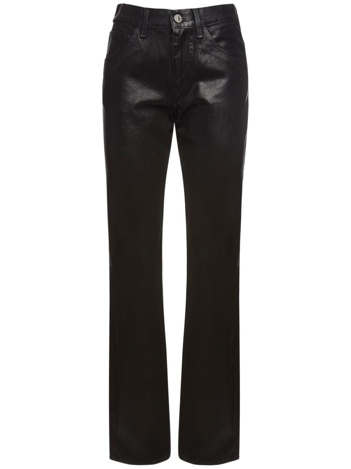 The Attico - Waxed denim straight leg jeans - Black | Luisaviaroma
