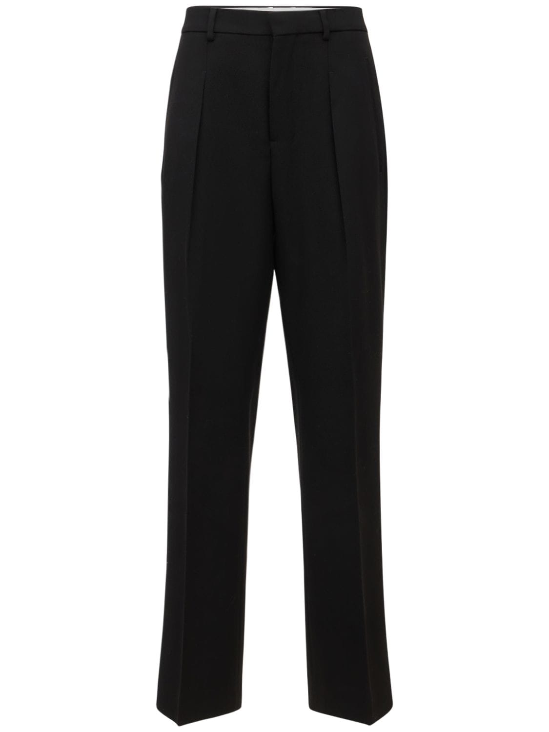 AMI Paris - Wool tricotine straigth pants - Black | Luisaviaroma