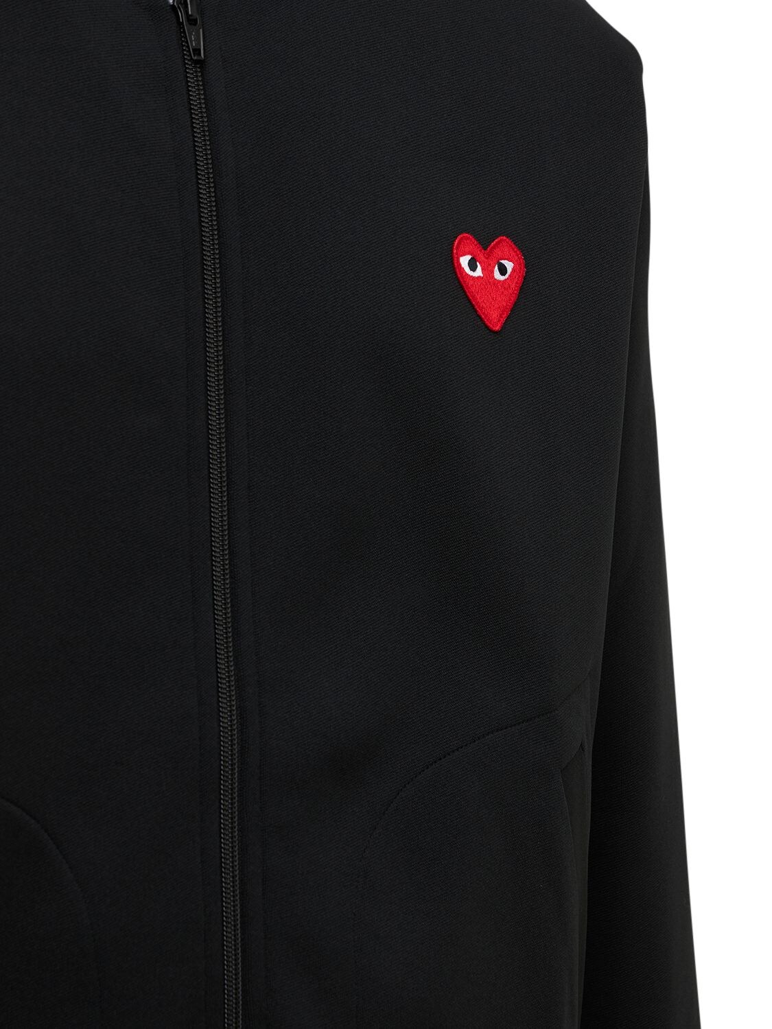 Shop Comme Des Garçons Play Mini Heart Patch Zip-up Jersey Hoodie In Black