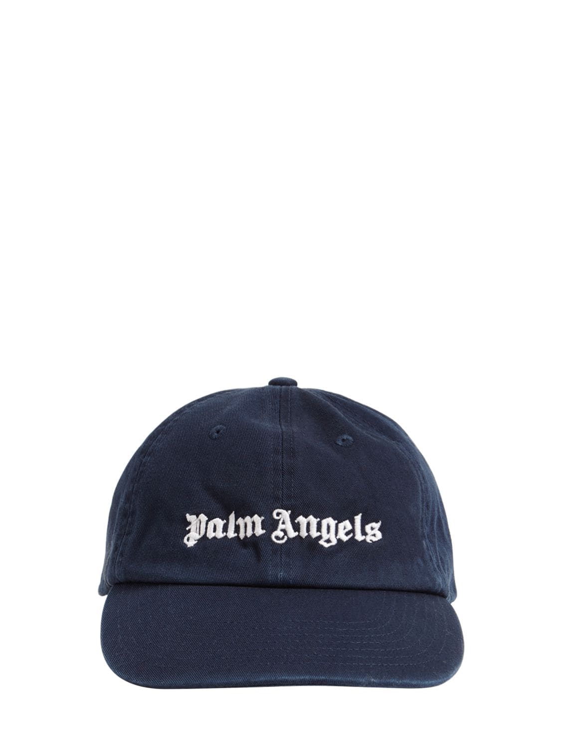 Palm Angels Classic Logo Cotton Canvas Cap In Navy,white