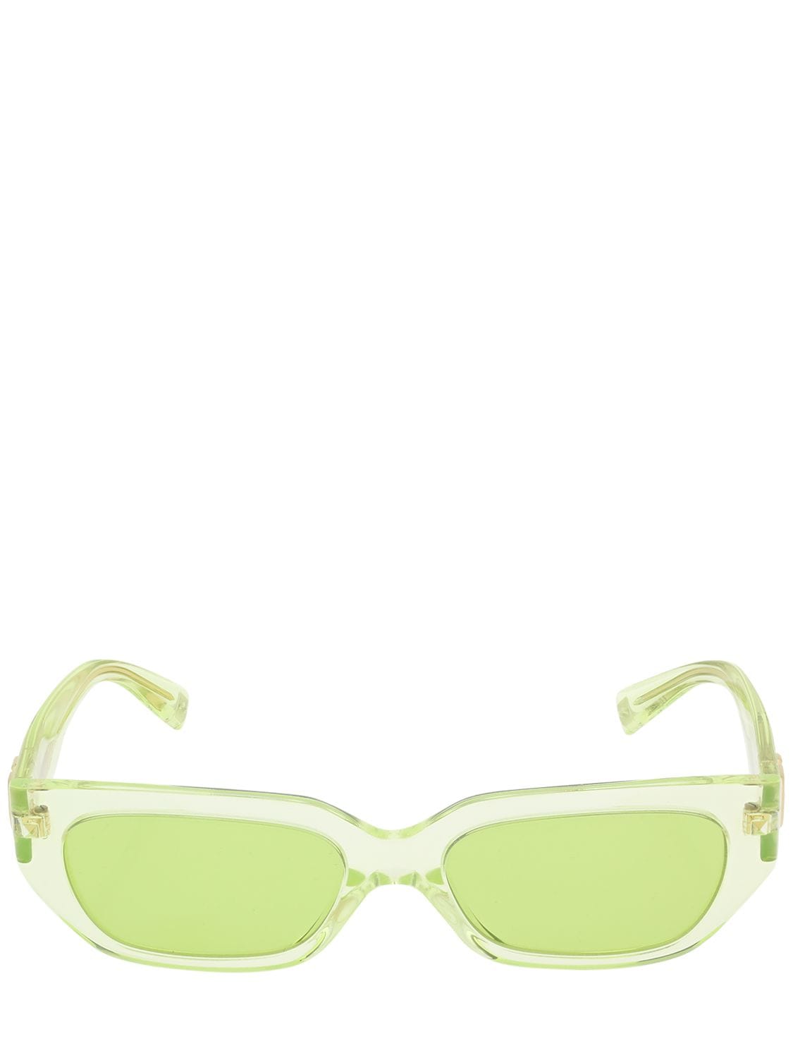 Valentino V Logo Squared Acetate Sunglasses In Green,clear